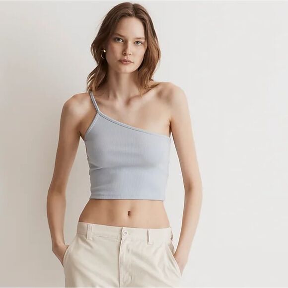 NWOT Madewell One-Shoulder Crop Tank in Sleekhold - Picture 1 of 4